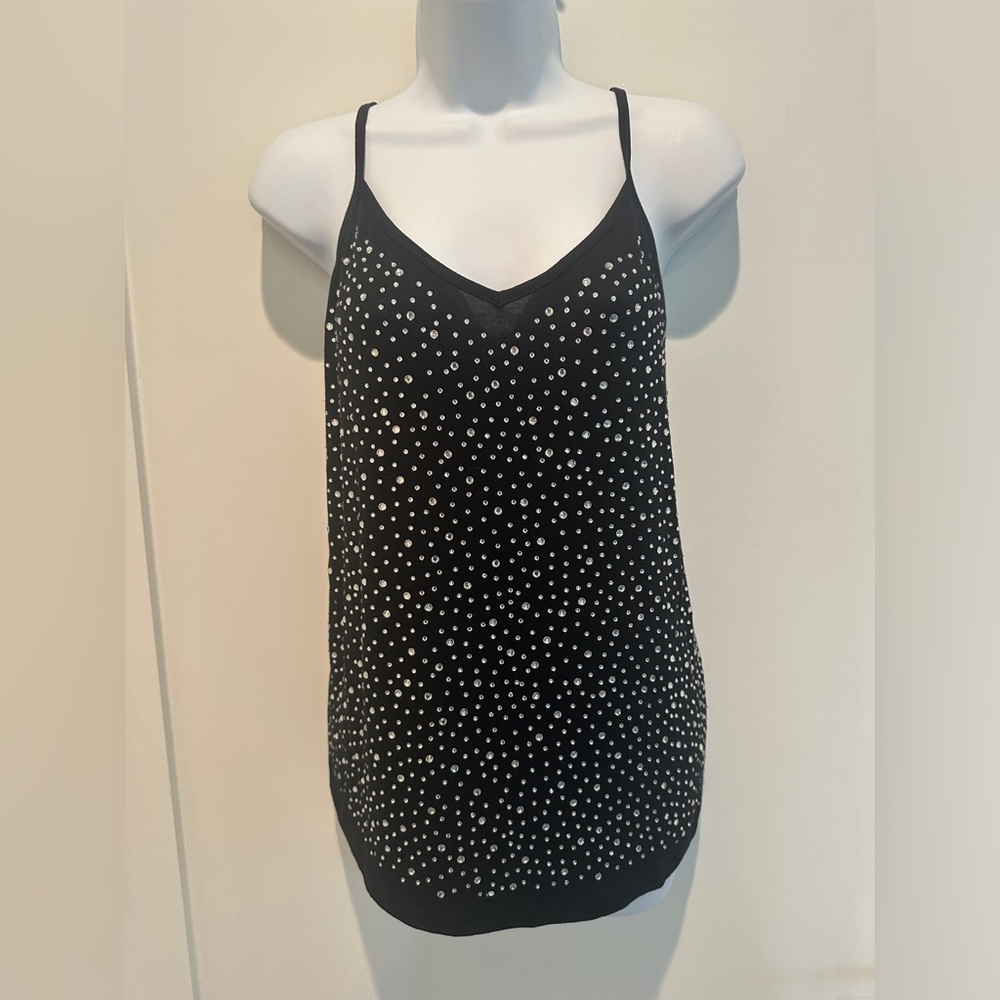 Vocal Black Beaded Spaghetti Strap Top